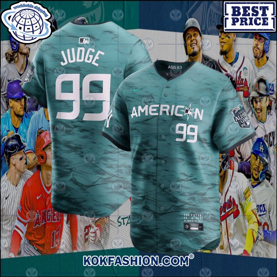 Aaron Judge American League 2023 MLB All Star Game Teal Jersey -   Worldwide Shipping
