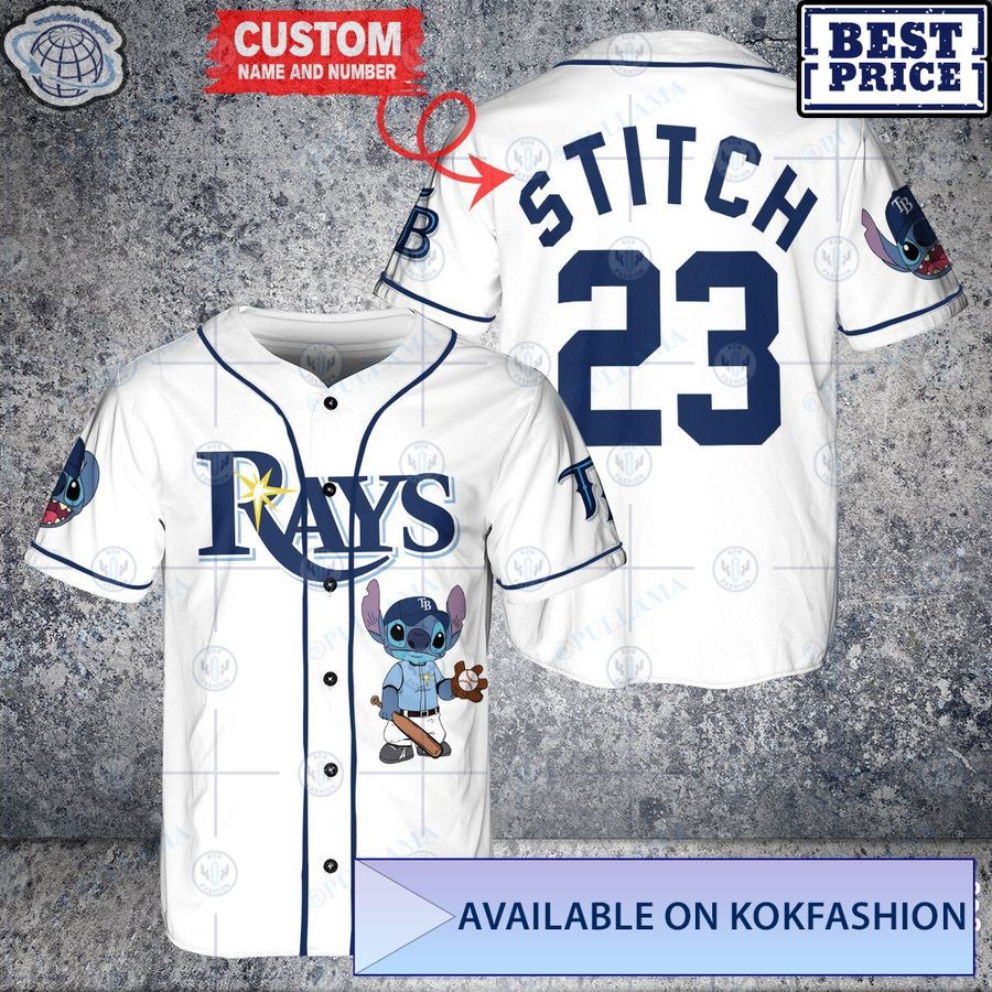 Stitch Tampa Bay Rays Baseball Jersey -  Worldwide Shipping