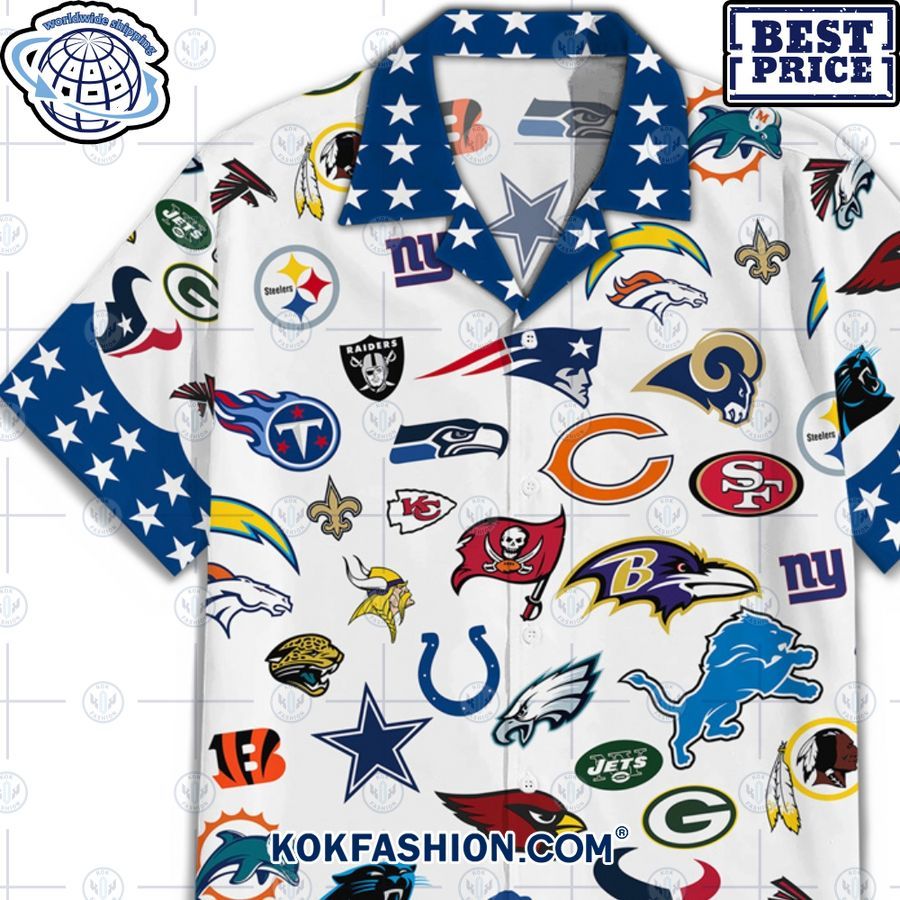 NFL All Football Team Logos Series Hawaiian Shirt -   Worldwide Shipping