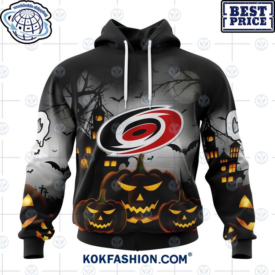 nhl carolina hurricanes pumpkin halloween design custom hoodie 1 68 Kokfashion.com