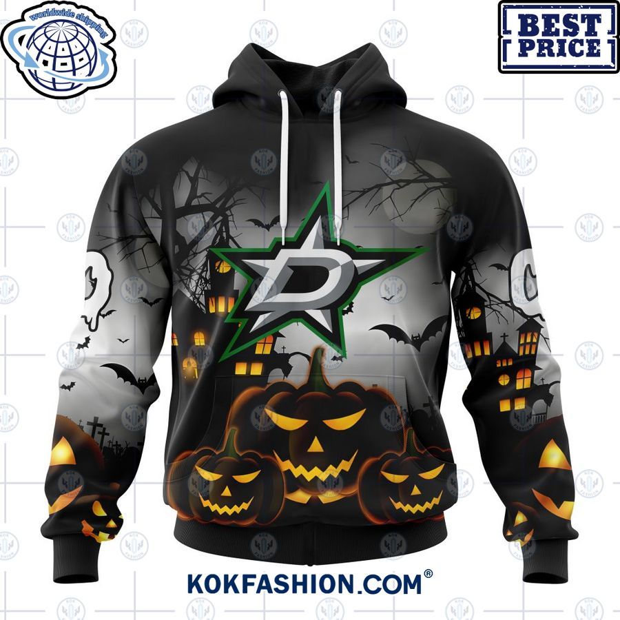 nhl dallas stars pumpkin halloween design custom hoodie 1 868 Kokfashion.com