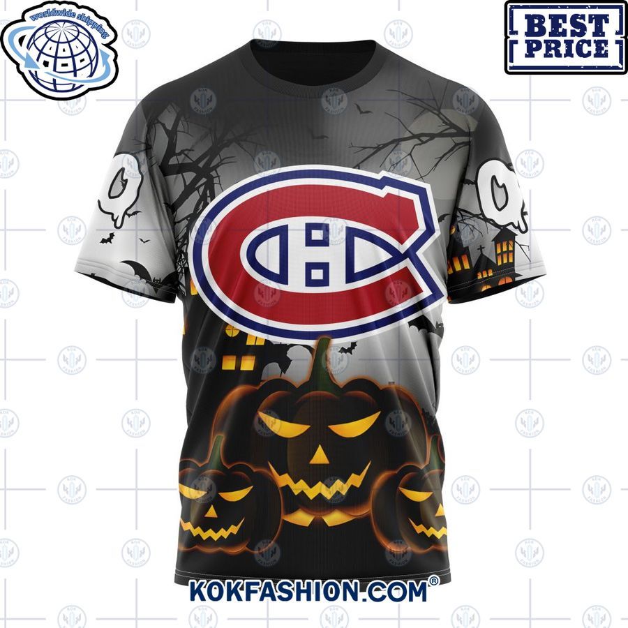 nhl montreal canadiens pumpkin halloween design custom hoodie 8 245 Kokfashion.com