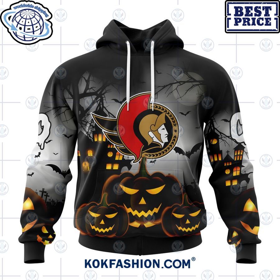 nhl ottawa senators pumpkin halloween design custom hoodie 1 695 Kokfashion.com