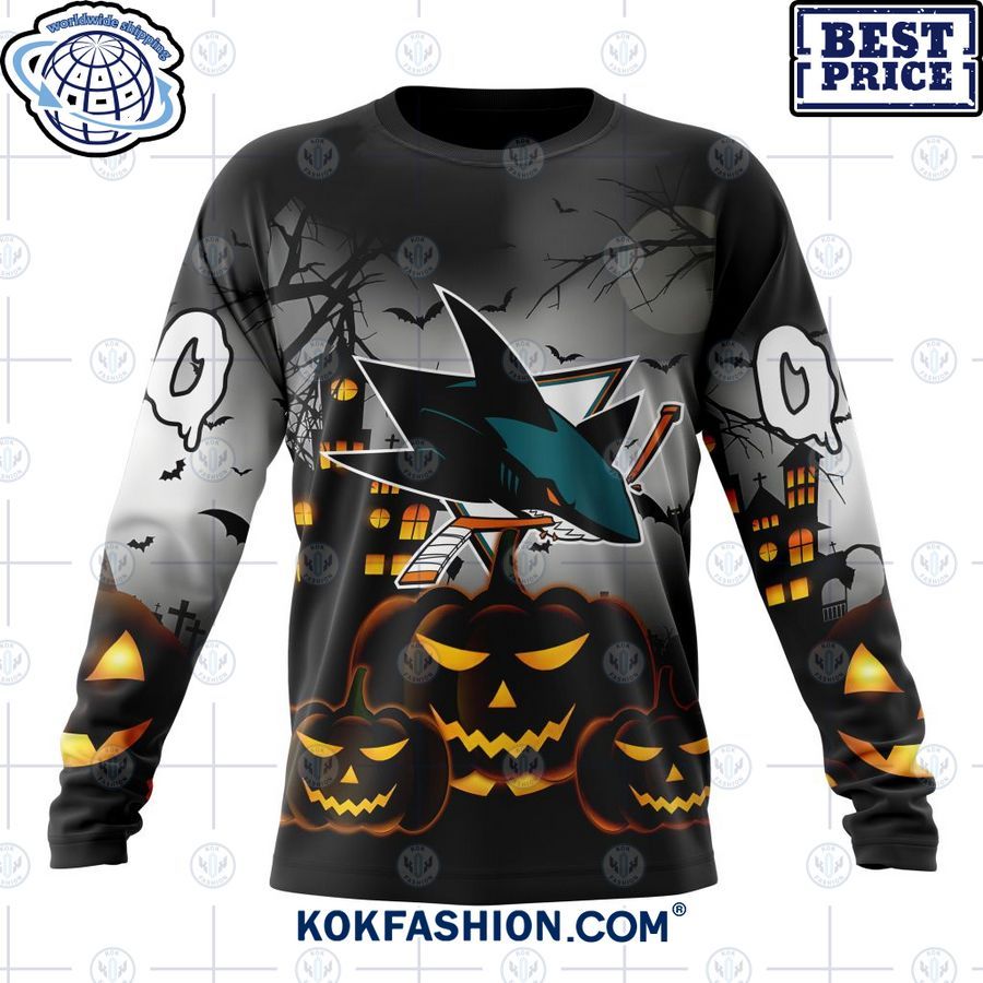 nhl san jose sharks pumpkin halloween design custom hoodie 6 554 Kokfashion.com