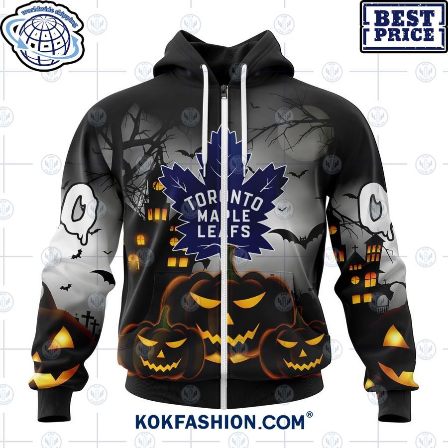 nhl toronto maple leafs pumpkin halloween design custom hoodie 2 541 Kokfashion.com
