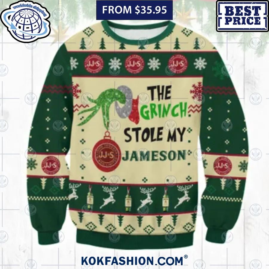 grinch stole my jameson ugly christmas sweater 1 175 Kokfashion.com