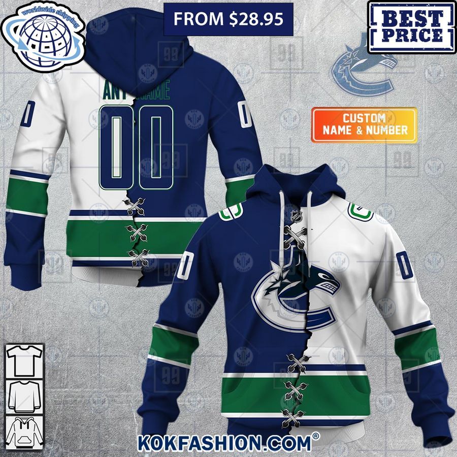 ANY NAME AND NUMBER VANCOUVER CANUCKS REVERSE RETRO AUTHENTIC
