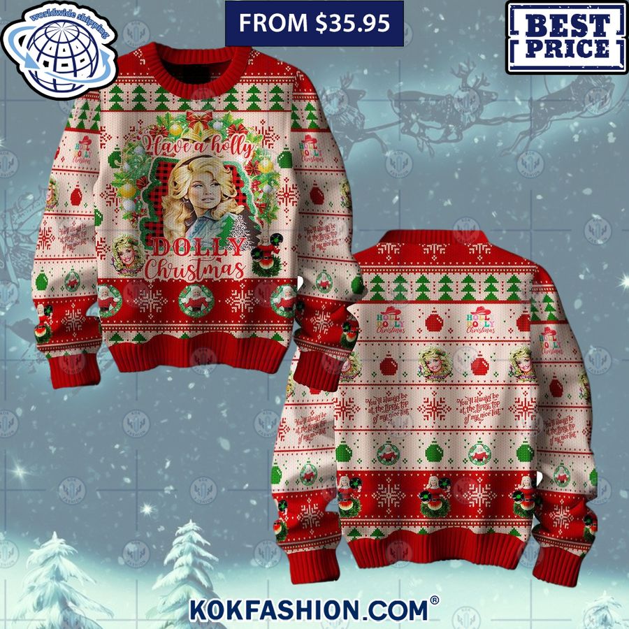 dolly parton have a holly dolly christmas sweater 1 653 Kokfashion.com