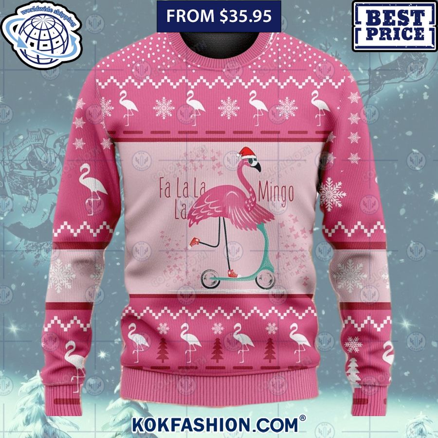 fa la la la flamingo christmas sweater 1 717 Kokfashion.com