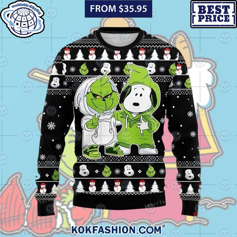 grinch snoopy christmas sweater 3 513 Kokfashion.com