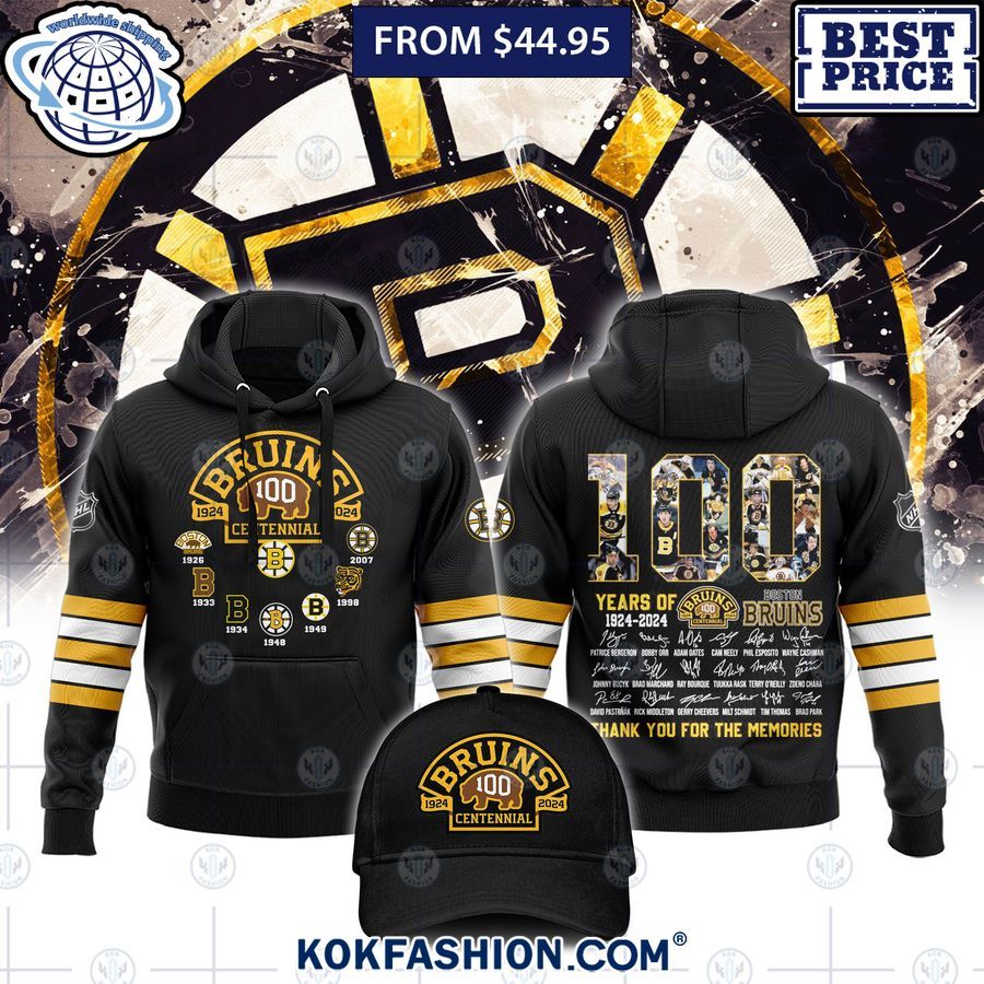 Boston Bruins 100 Centennial 1924 2024 Hoodie This is awesome and unique