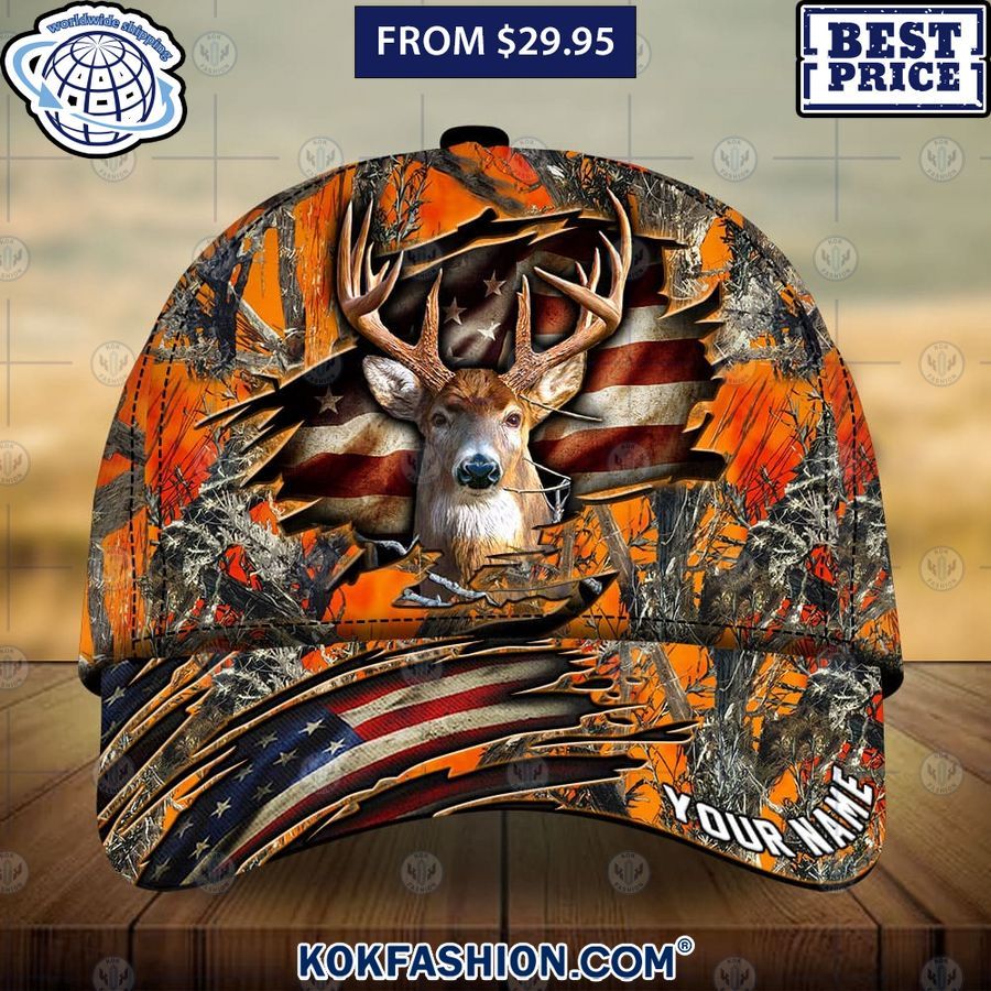 Deer Hunting US Flag Cap Generous look