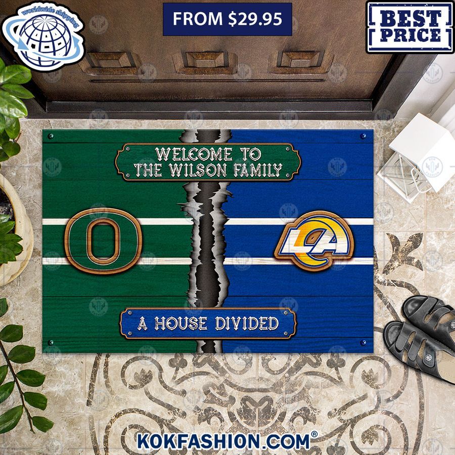 House Divided Wellcome To CUSTOM Team Doormat Cutting dash