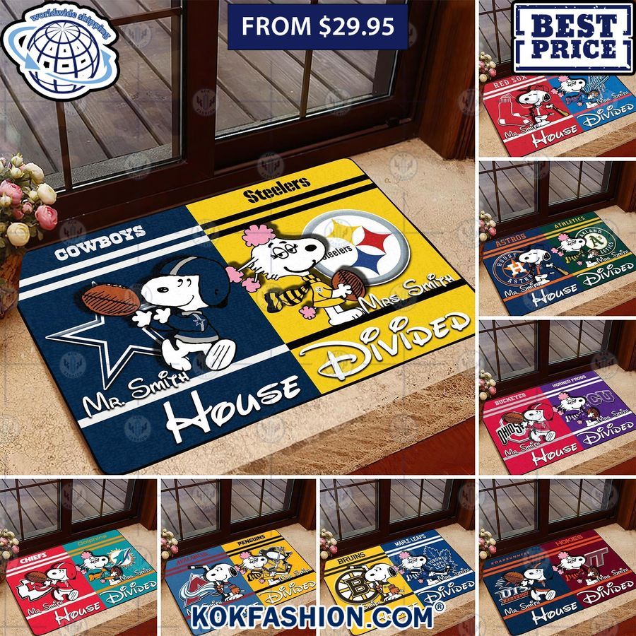 Snoopy Sport House Divided CUSTOM Doormat Heroine