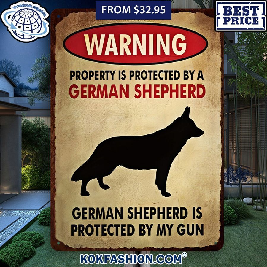 warning property is protected by a german shepherd metal sign 1
